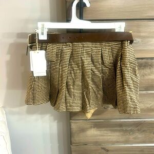 Mini checked skort with belt